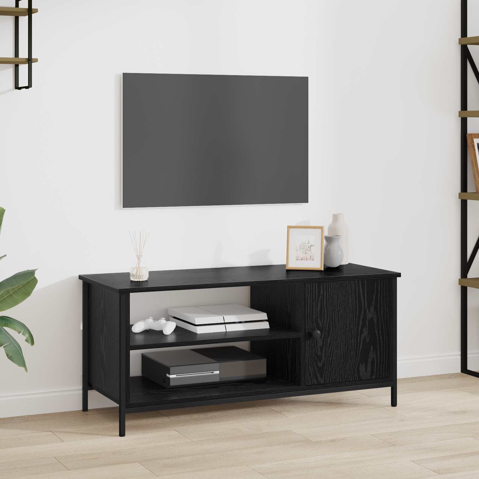 vidaXL ТВ шкаф 100 x 40 x 45 cm Черния дъб Инженерна дървесина