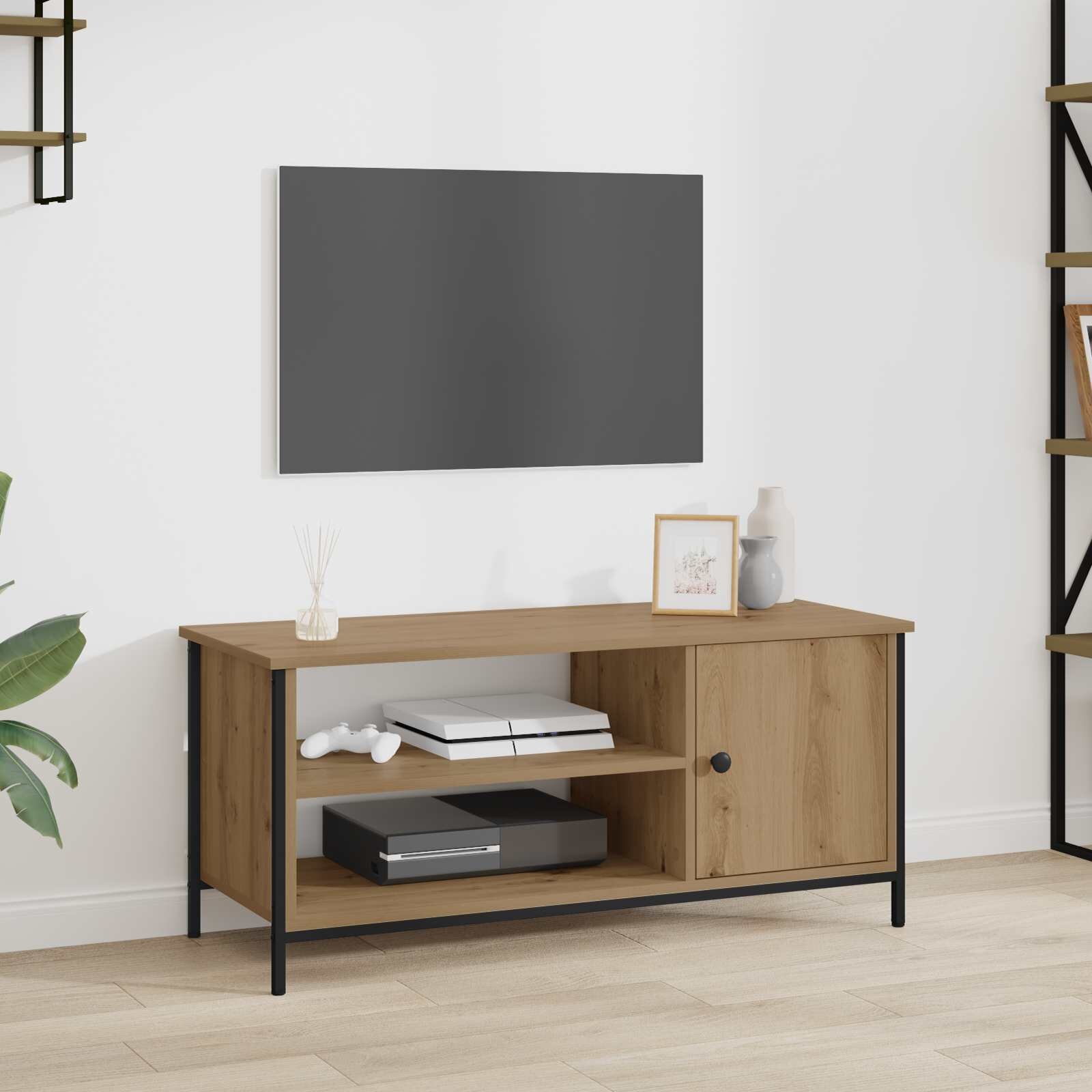 vidaXL ТВ шкаф 100 x 40 x 45 cm Дъб Инженерна дървесина