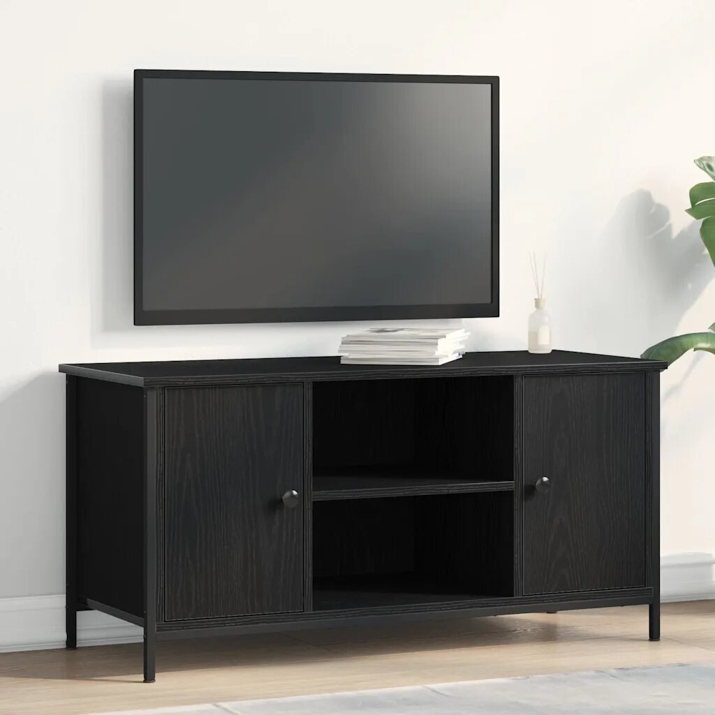 vidaXL ТВ шкаф 100 x 40 x 50 cm Черен дъб Инженерна дървесина