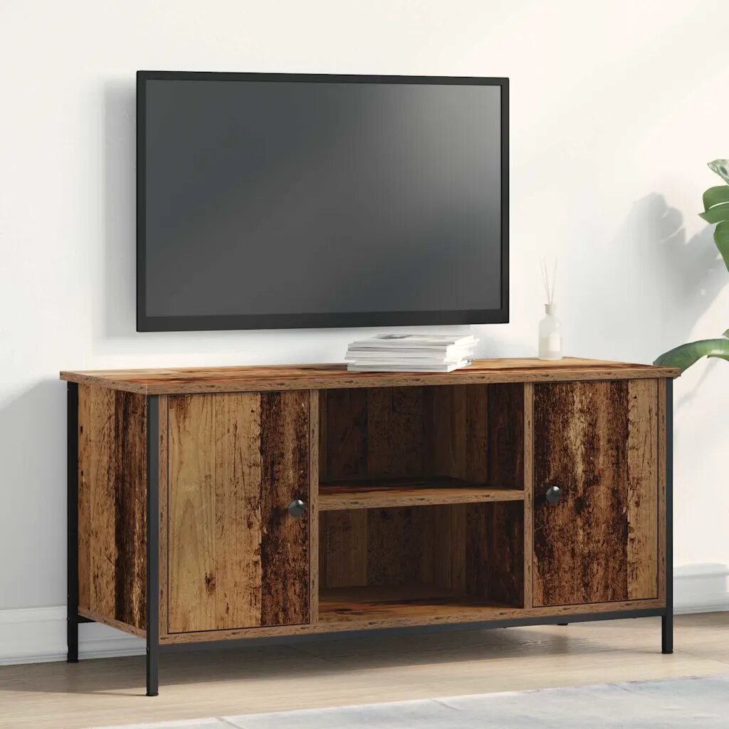vidaXL ТВ шкаф 100 x 40 x 50 cm Старо дърво Инженерна дървесина