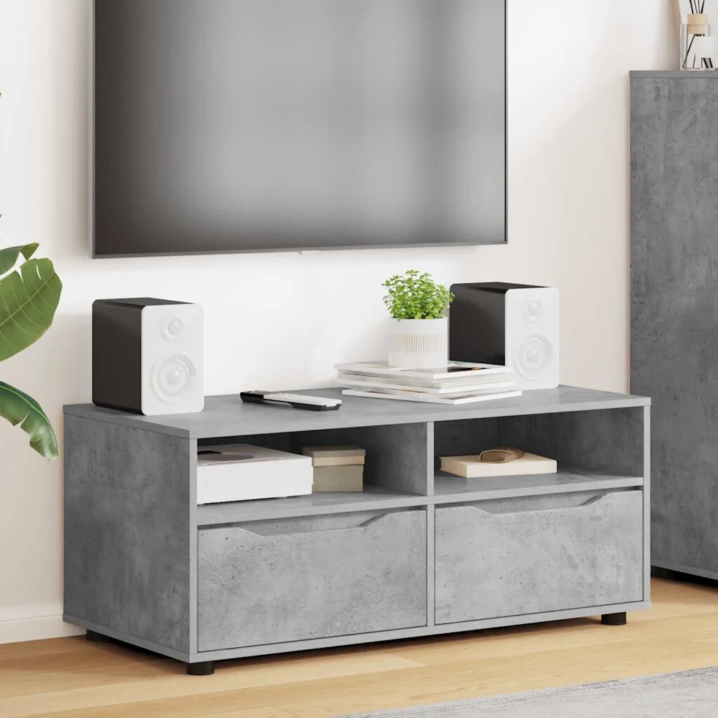 vidaXL ТВ шкаф 100 x 48 x 43 см Циментено сиво Инженерна дървесина