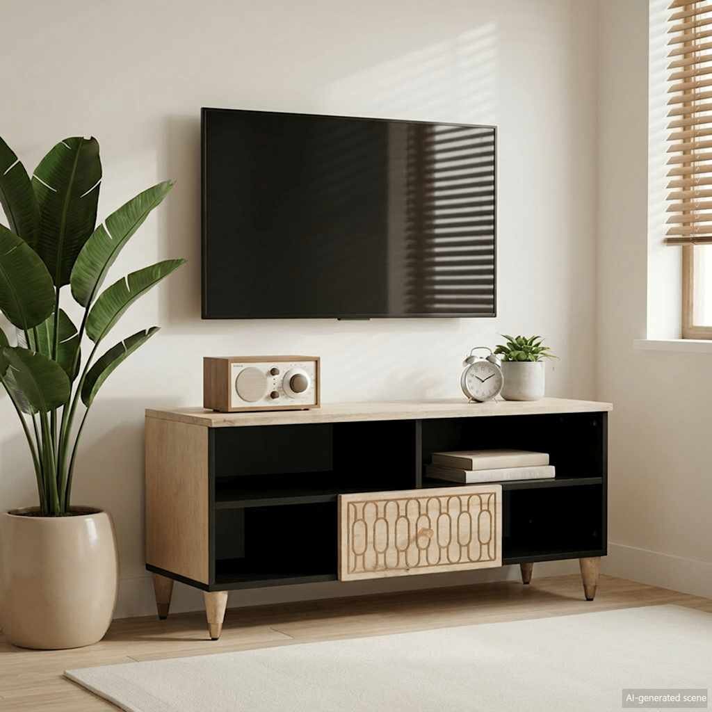 vidaXL ТВ шкаф 100x33x46 см мангово дърво масив