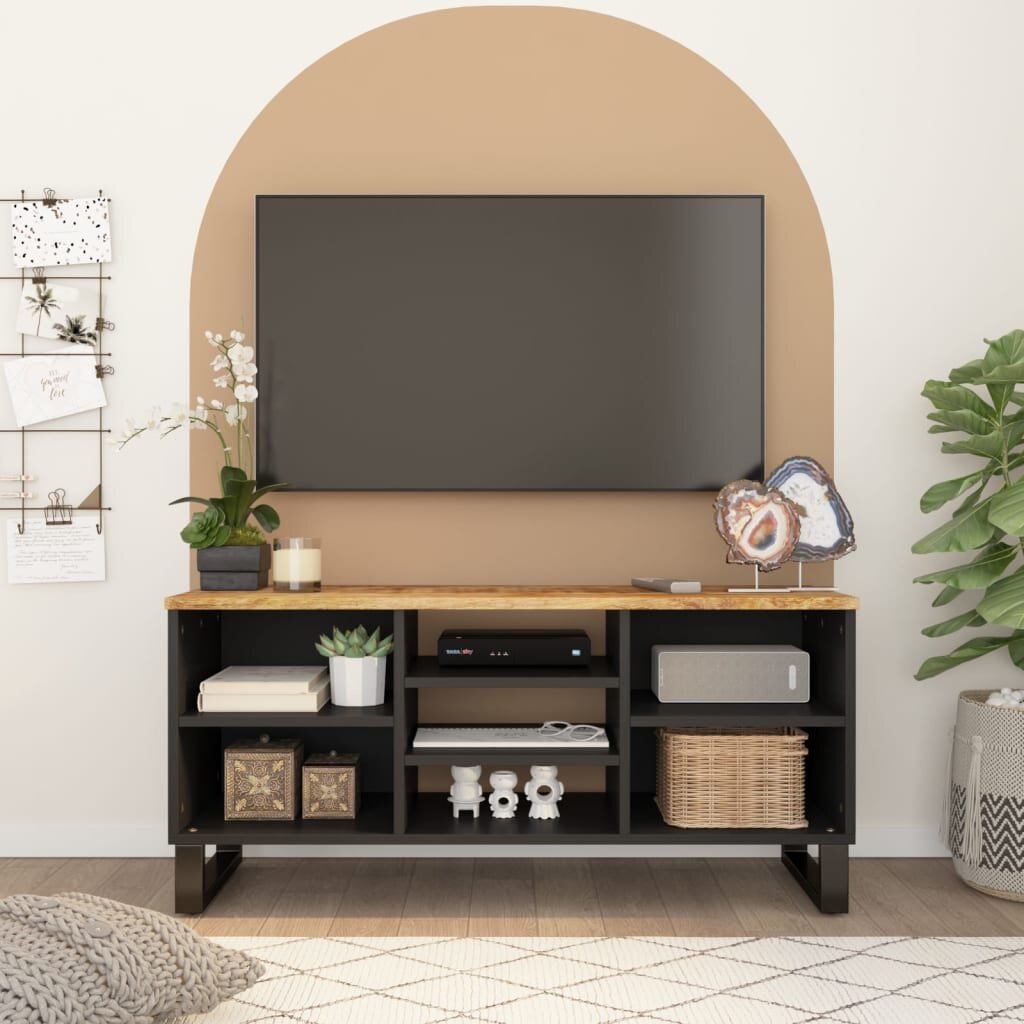 vidaXL ТВ шкаф 100x33x46 см масивно мангово и инженерно дърво