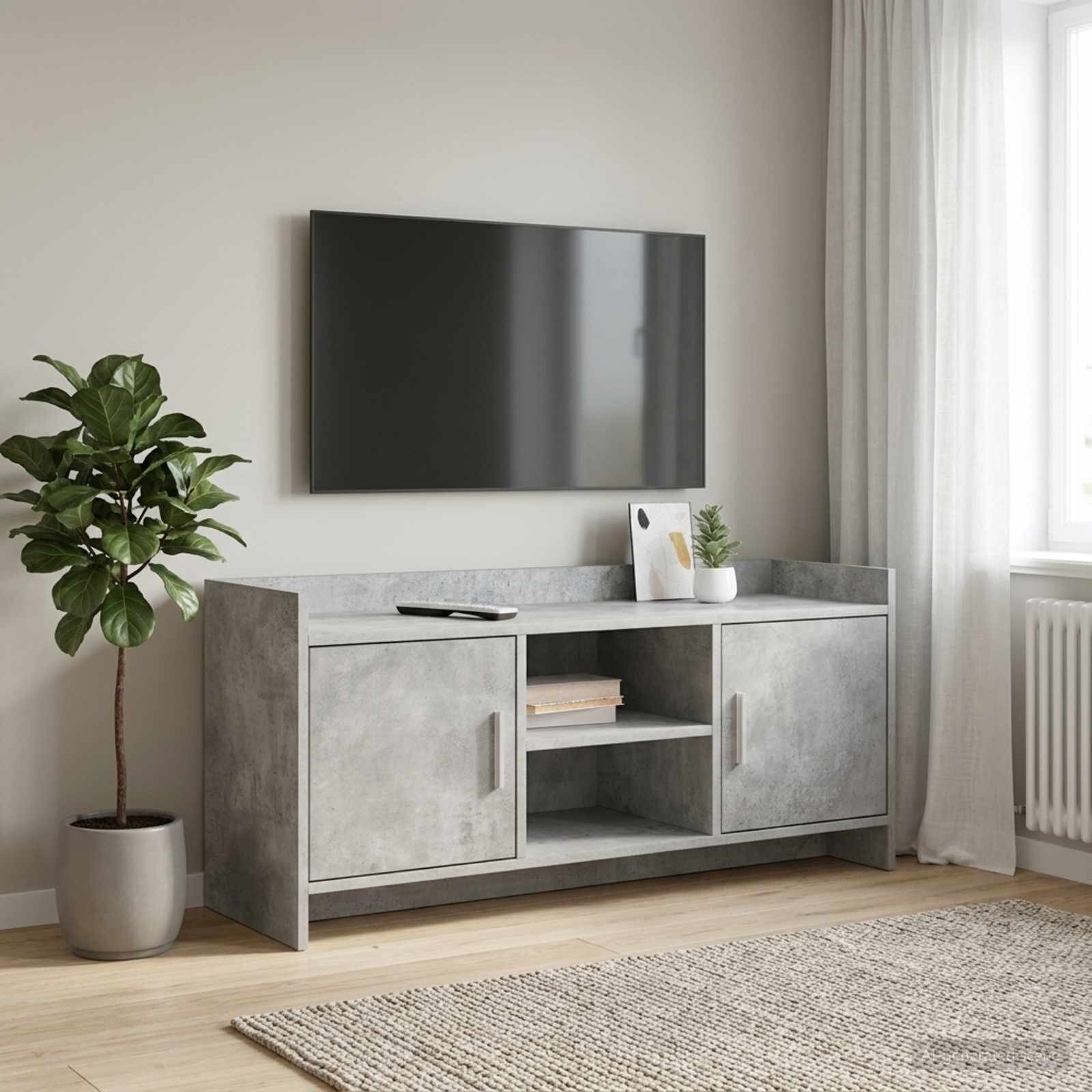 vidaXL ТВ шкаф 102 x 33 x 47 см Бетонно сиво Инженерна дървесина