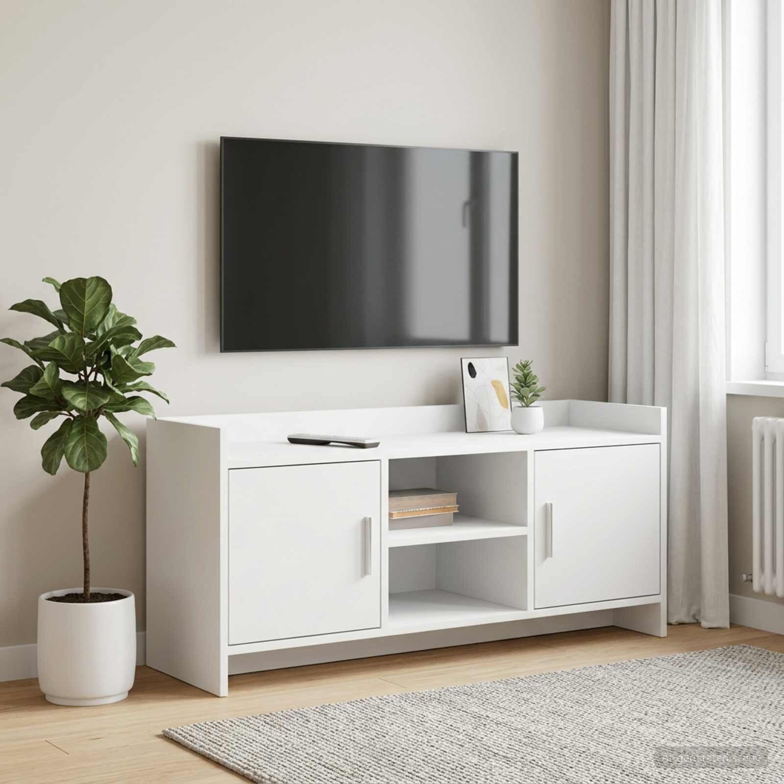 vidaXL ТВ шкаф 102 x 33 x 47 см Бяло Инженерна дървесина