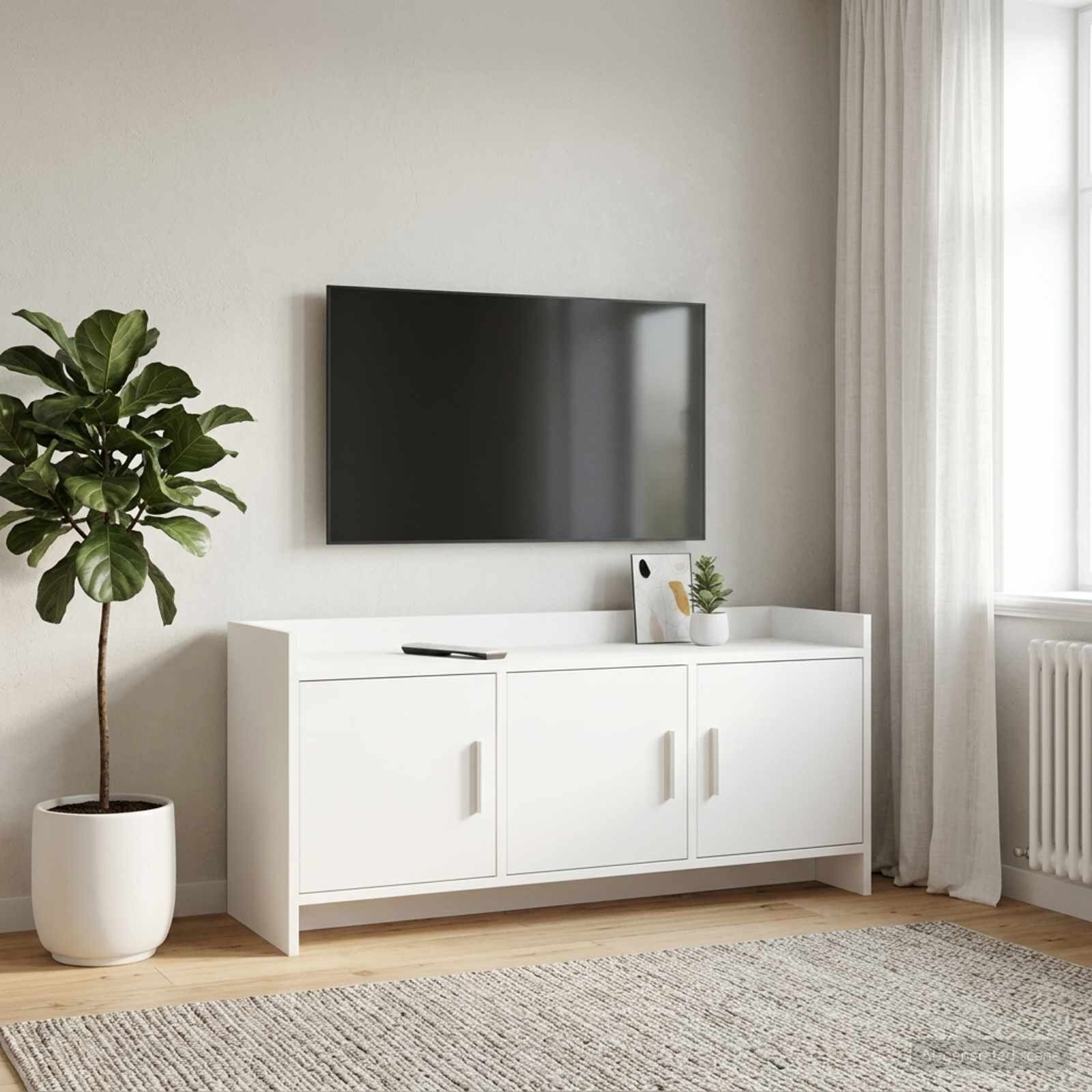 vidaXL ТВ шкаф 102 x 33 x 47 см Бяло Инженерна дървесина