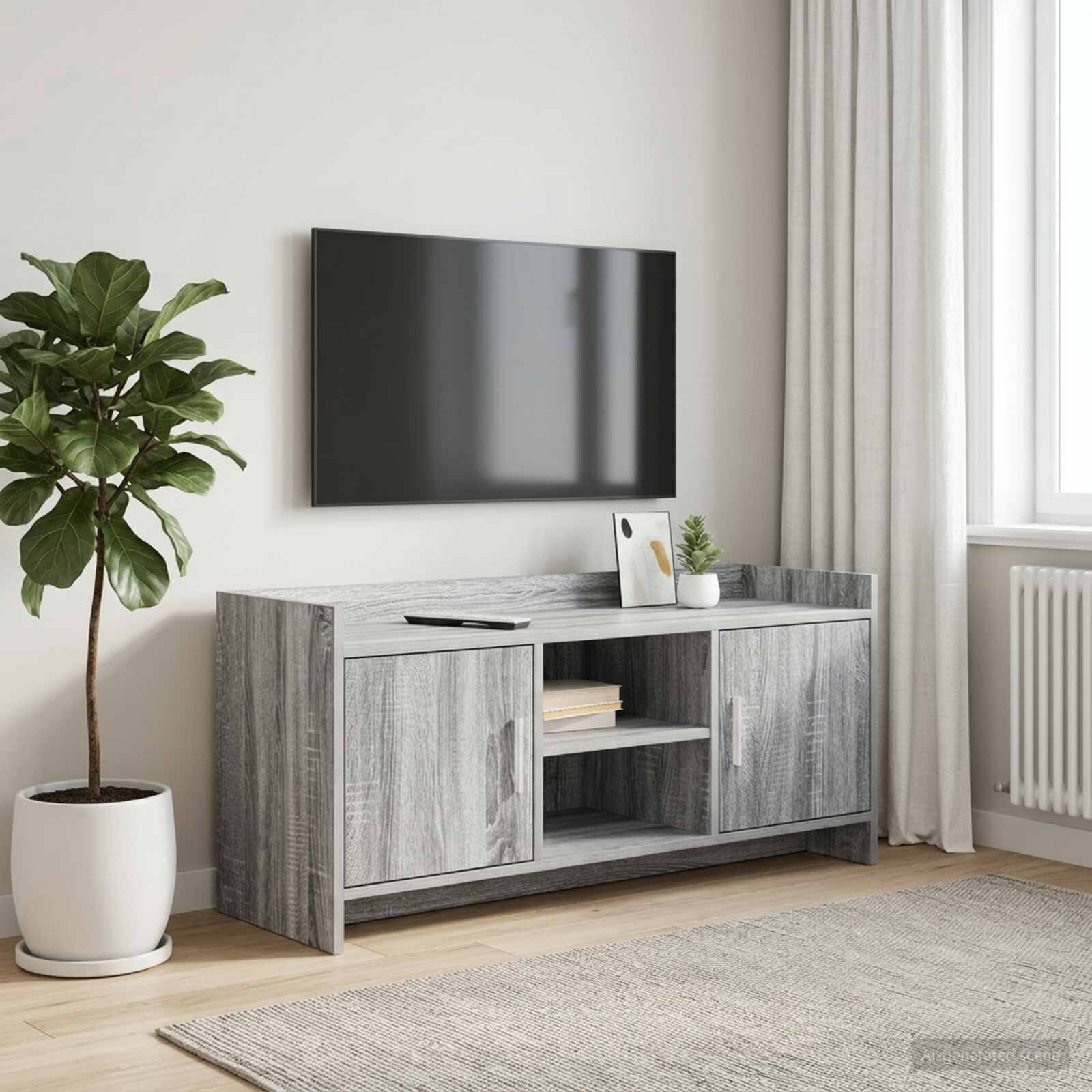 vidaXL ТВ шкаф 102 x 33 x 47 см Сив Сонома Инженерна дървесина