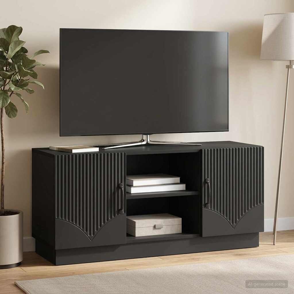 vidaXL ТВ шкаф 102 x 345 x 47 см Черно Инженерна дървесина
