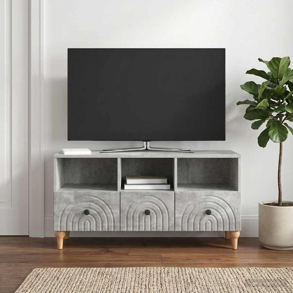 vidaXL ТВ шкаф 102 x 345 x 50 см Бетонно Сиво