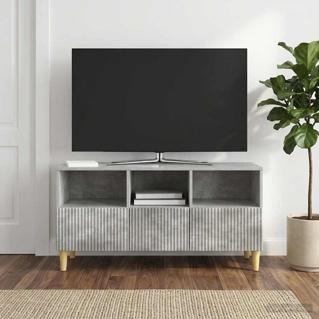 vidaXL ТВ шкаф 102 x 345 x 50 см Бетонно сиво Инженерна дървесина