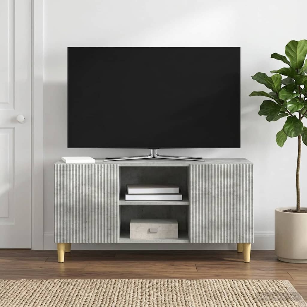 vidaXL ТВ шкаф 102 x 345 x 50 см Бетонно сиво Инженерна дървесина
