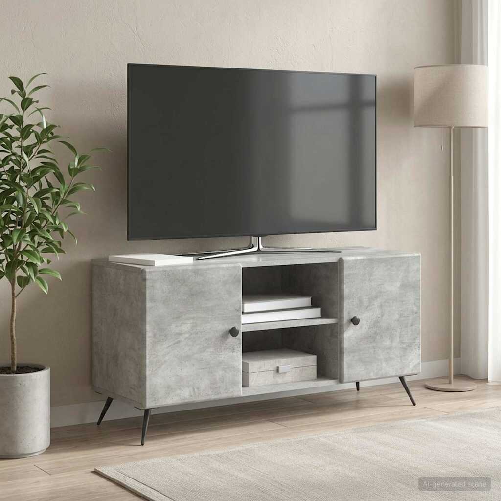 vidaXL ТВ шкаф 102 x 345 x 50 см Бетонно сиво Инженерна дървесина