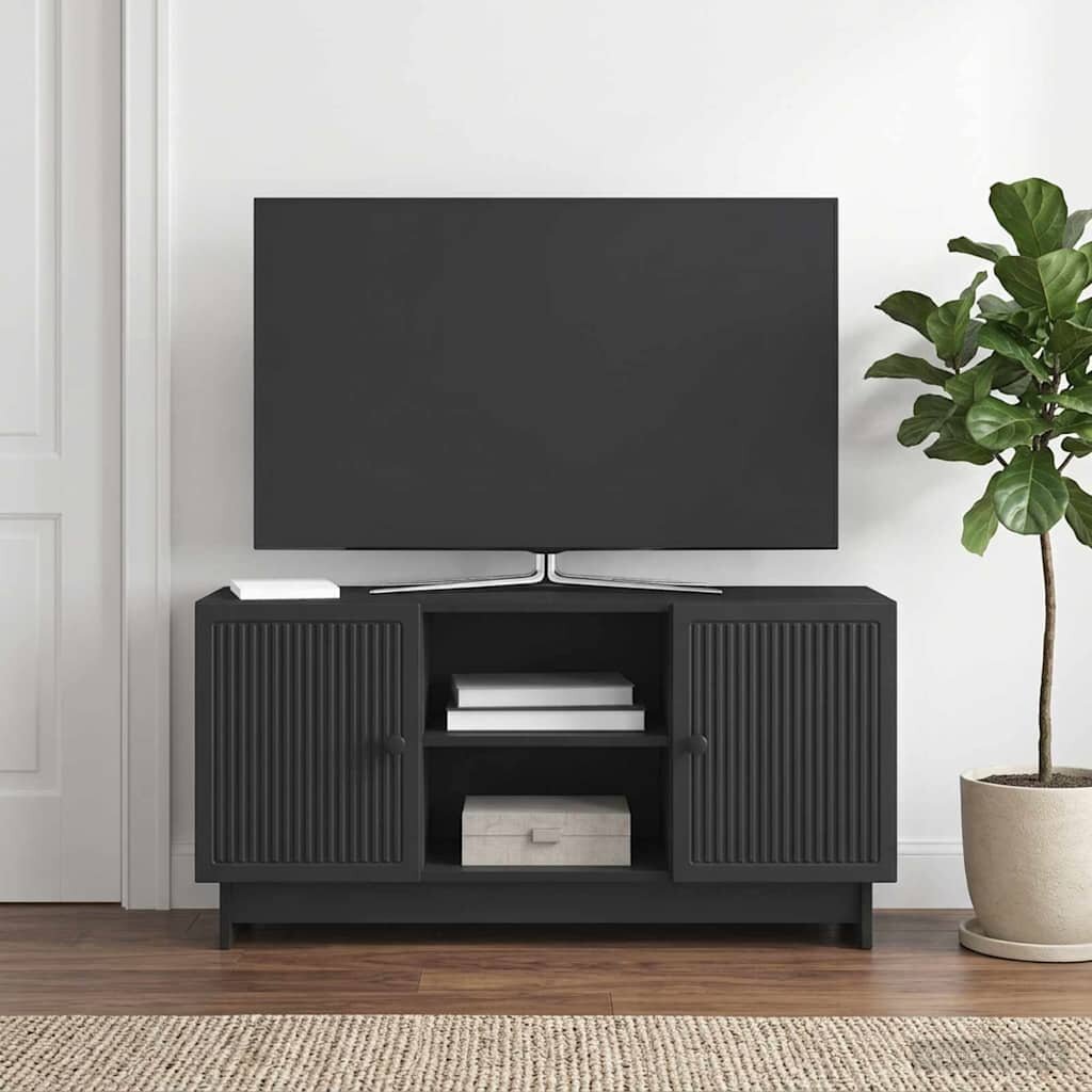 vidaXL ТВ шкаф 102 x 345 x 50 см Черно Инженерна дървесина