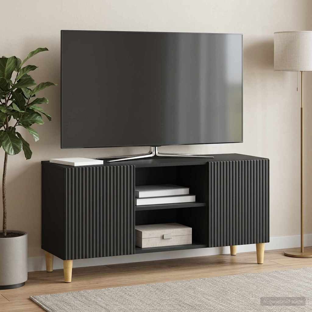 vidaXL ТВ шкаф 102 x 345 x 50 см Черно Инженерна дървесина