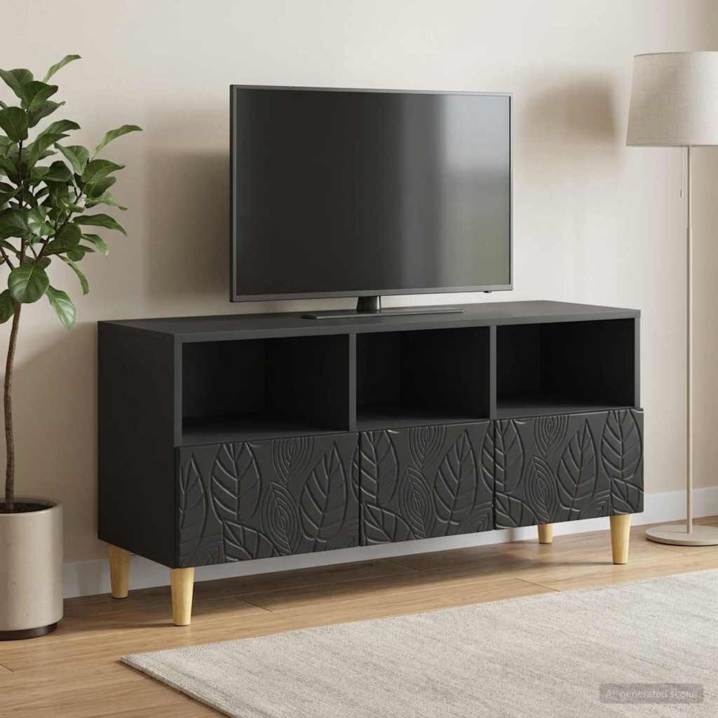 vidaXL ТВ шкаф 102 x 345 x 50 см Черно Инженерна дървесина