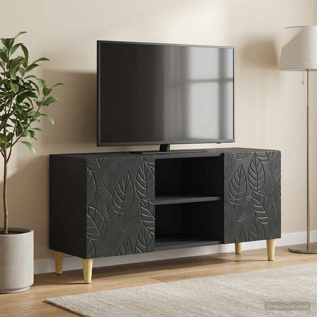 vidaXL ТВ шкаф 102 x 345 x 50 см Черно Инженерна дървесина