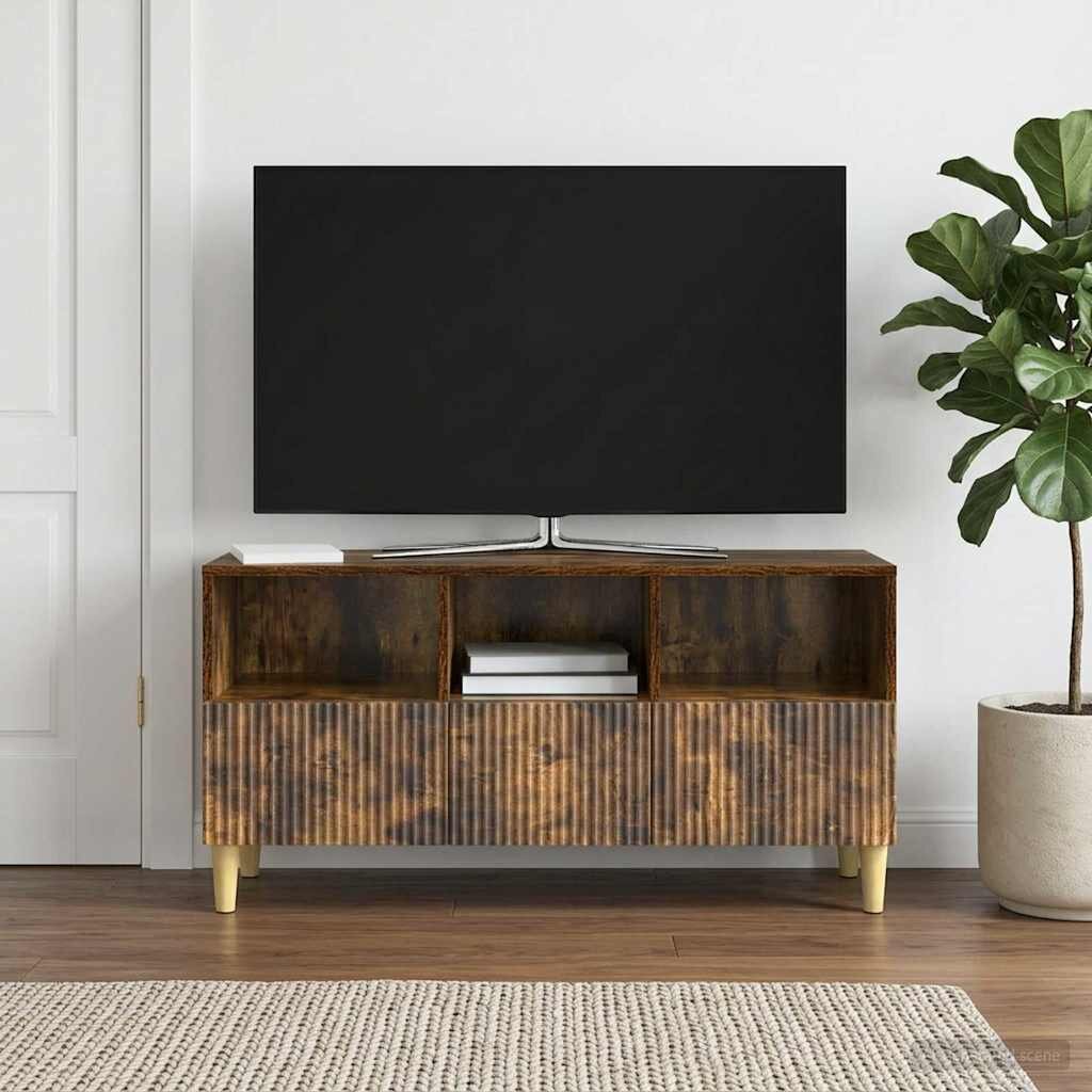 vidaXL ТВ шкаф 102 x 345 x 50 см Опушен дъб Инженерна дървесина