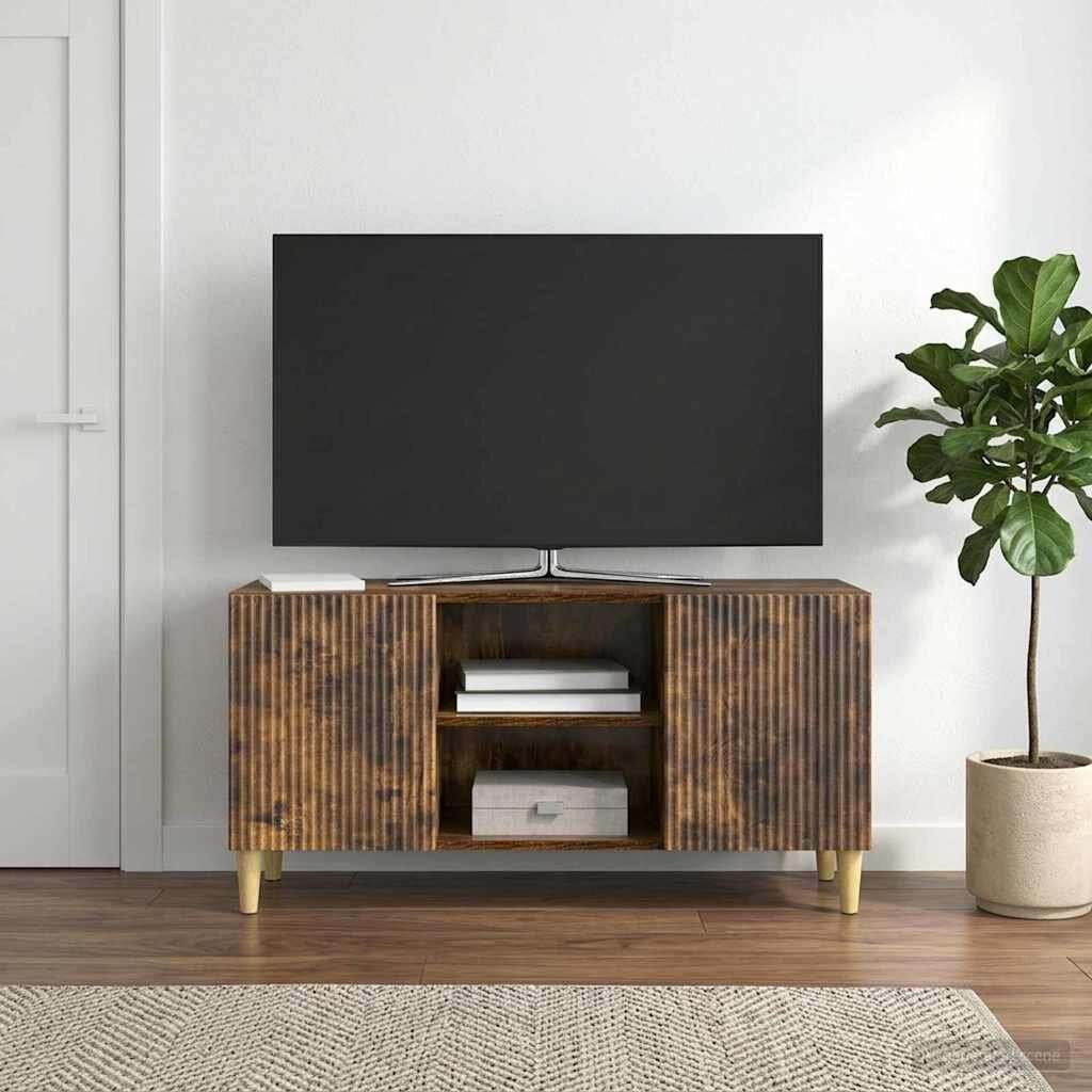 vidaXL ТВ шкаф 102 x 345 x 50 см Опушен дъб Инженерна дървесина