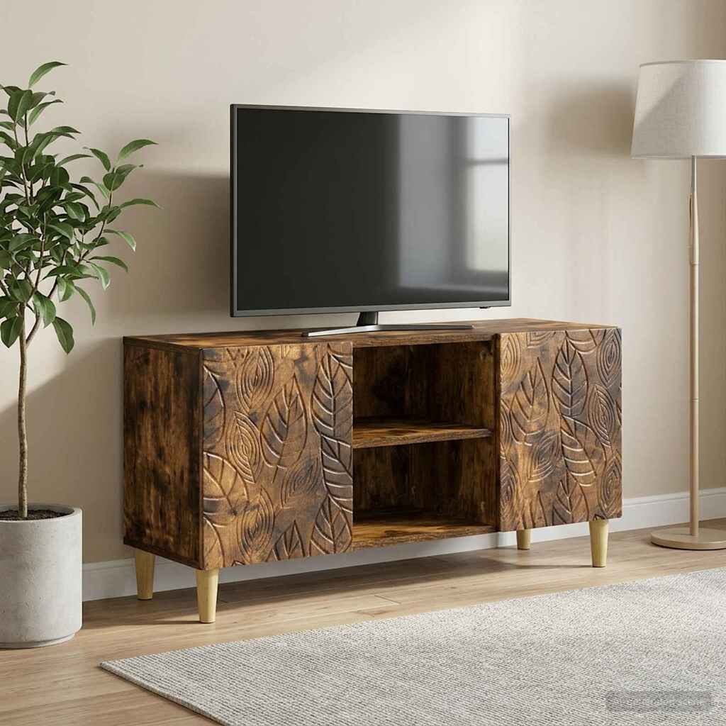 vidaXL ТВ шкаф 102 x 345 x 50 см Опушен дъб Инженерна дървесина