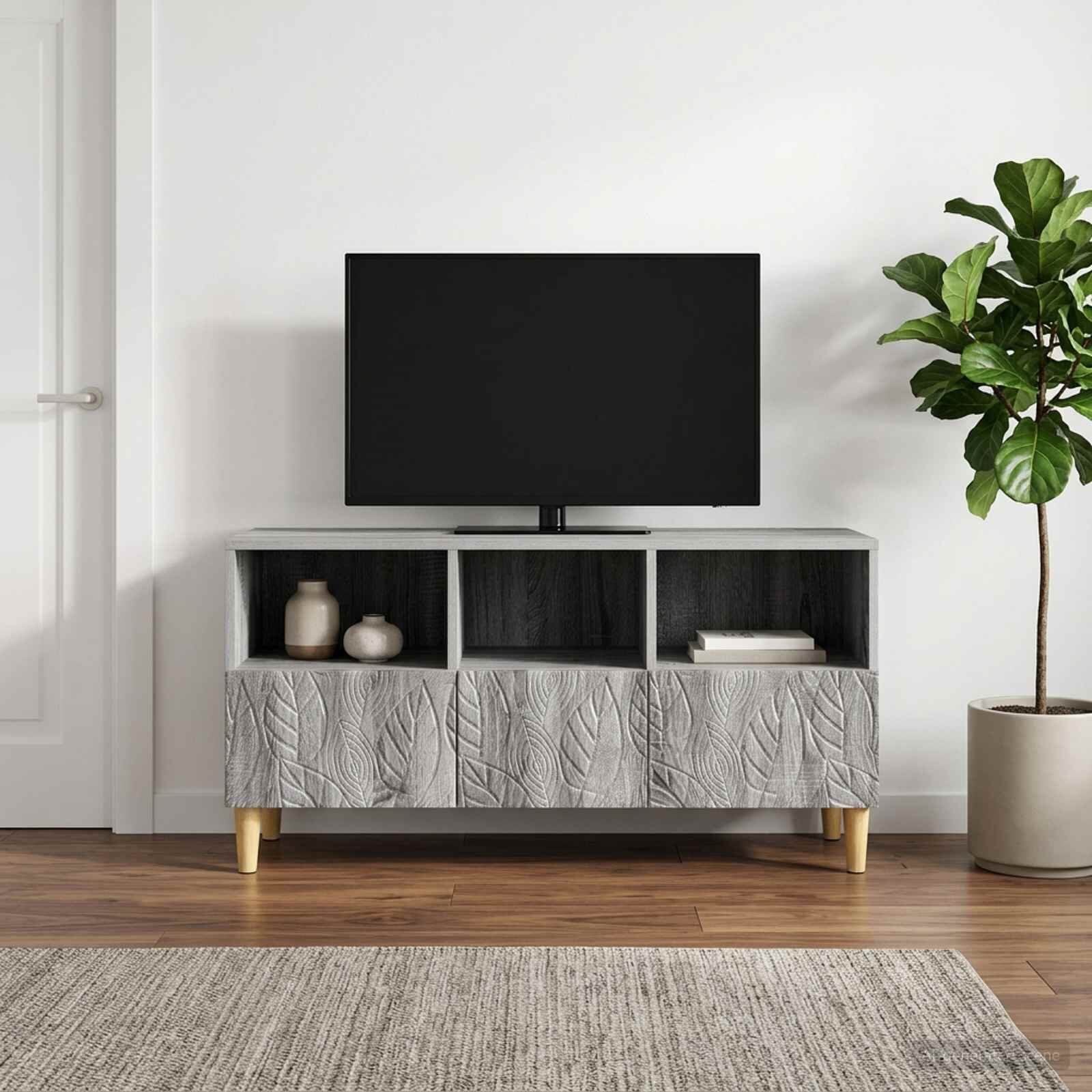 vidaXL ТВ шкаф 102 x 345 x 50 см Сив Сонома Инженерна дървесина
