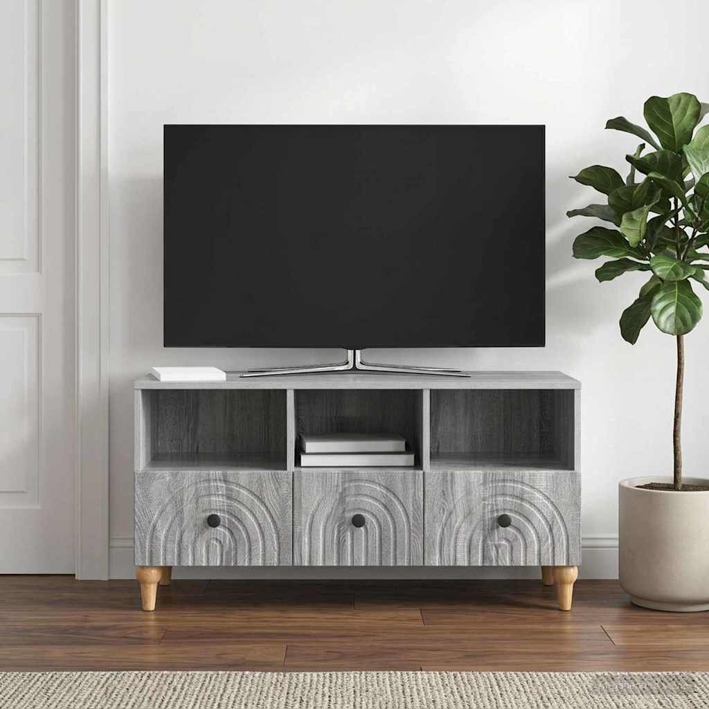 vidaXL ТВ шкаф 102 x 345 x 50 см Сиво Сонома