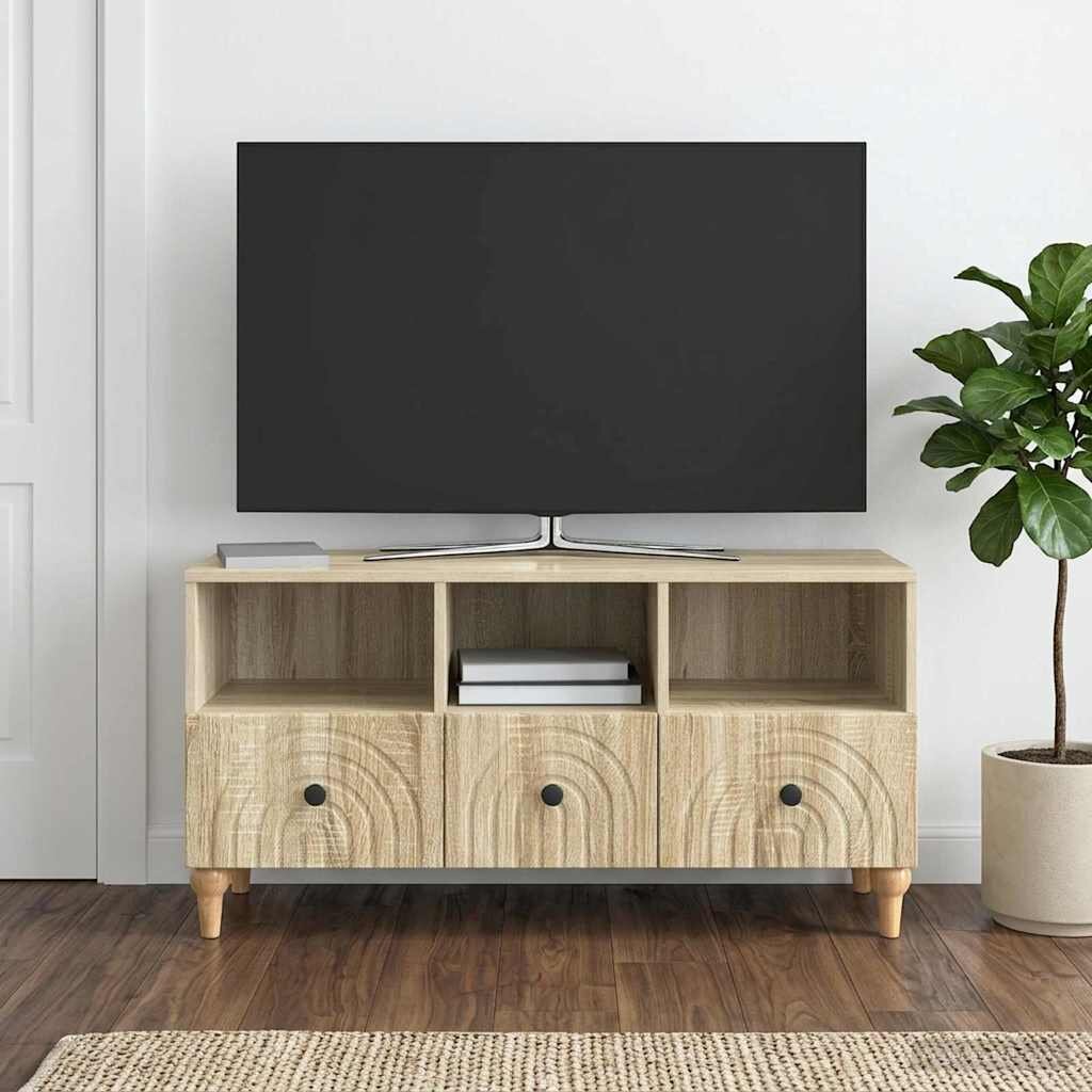 vidaXL ТВ шкаф 102 x 345 x 50 см Сонома дъб Инженерен дървен материал