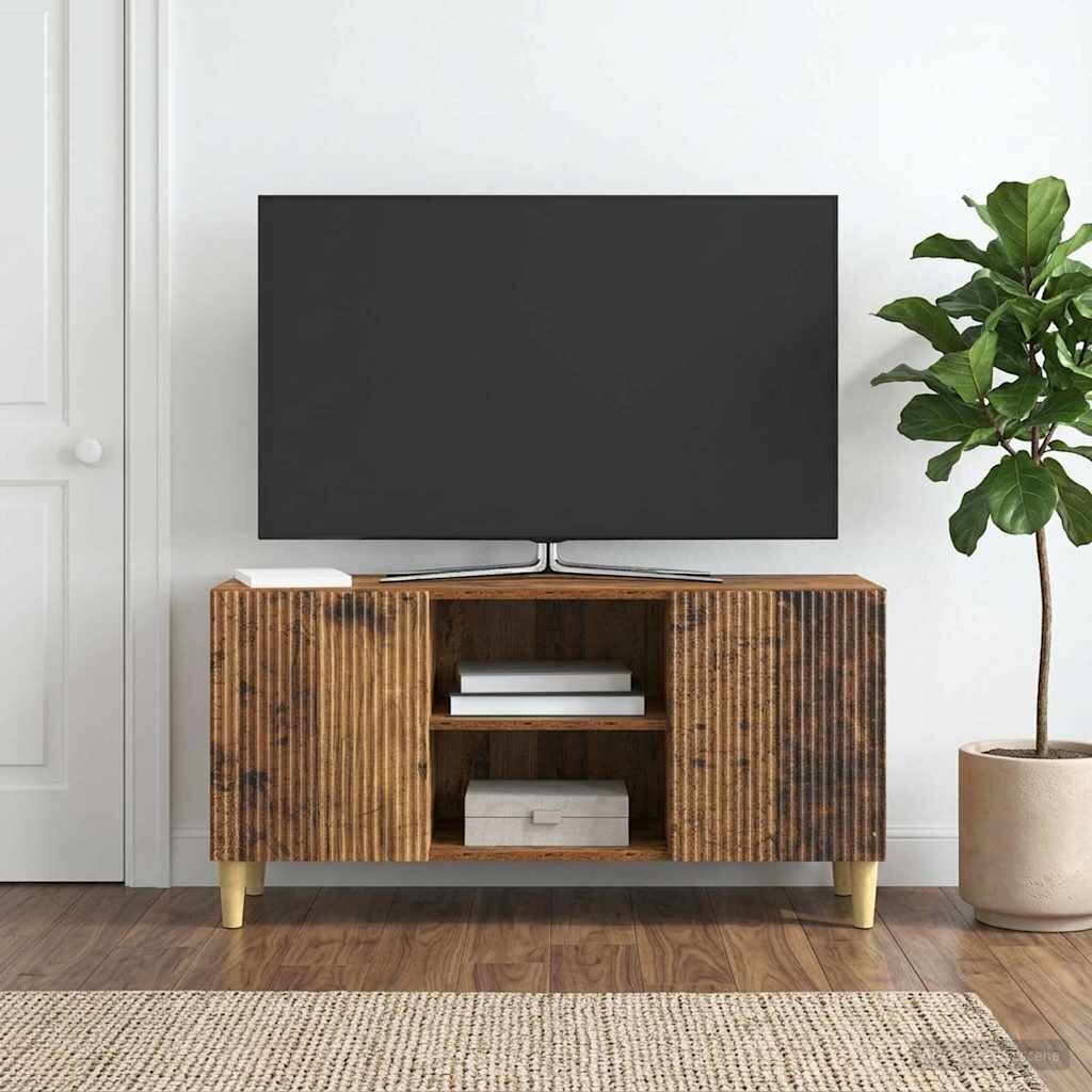 vidaXL ТВ шкаф 102 x 345 x 50 см Старо дърво Инженерна дървесина