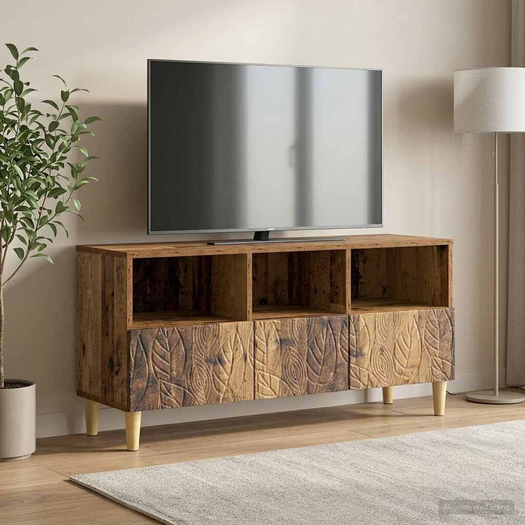 vidaXL ТВ шкаф 102 x 345 x 50 см Старо дърво Инженерна дървесина