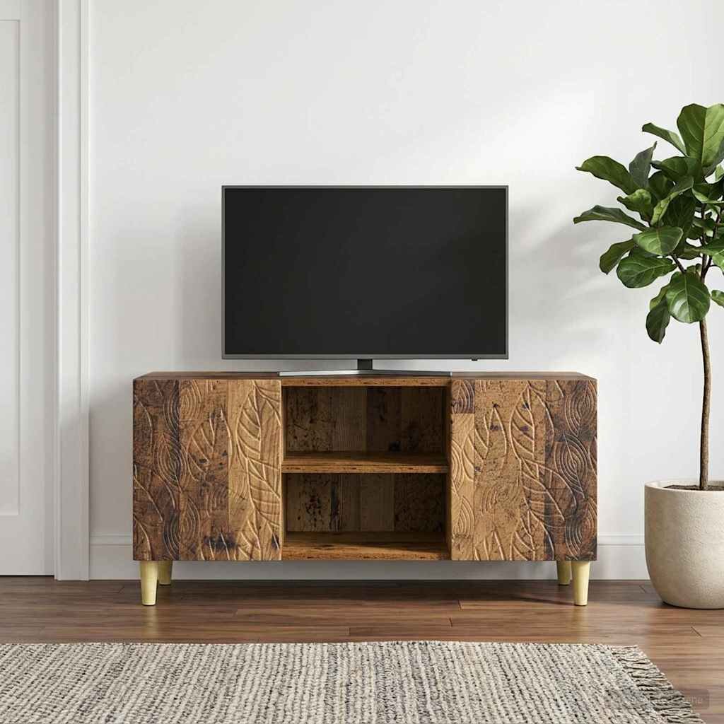 vidaXL ТВ шкаф 102 x 345 x 50 см Старо дърво Инженерна дървесина