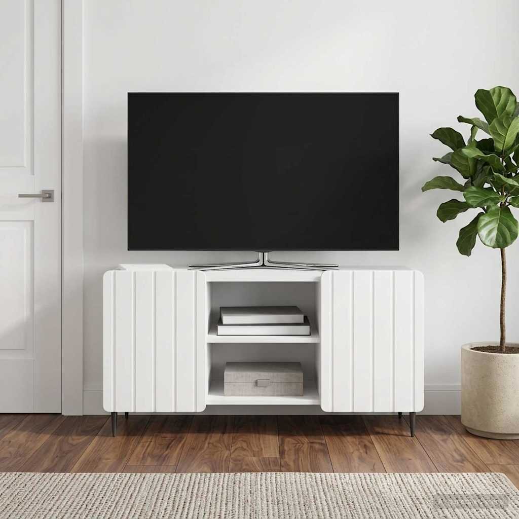 vidaXL ТВ шкаф 102 x 345 x 52 см Бял гланц Инженерна дървесина