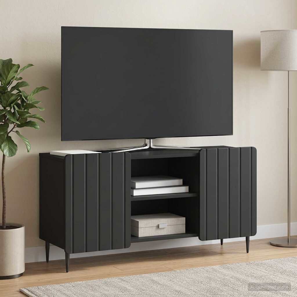 vidaXL ТВ шкаф 102 x 345 x 52 см Черно Инженерна дървесина