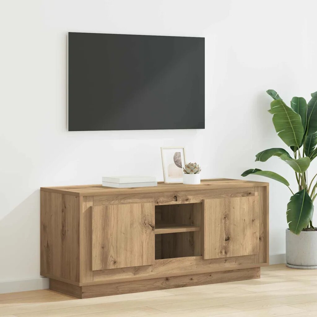 vidaXL ТВ шкаф 102 x 35 x 45 см Дъб Инженерна дървесина