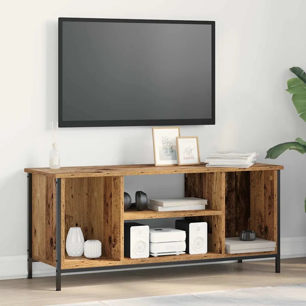 vidaXL ТВ шкаф 102 x 35 x 45 см Старо дърво Инженерна дървесина