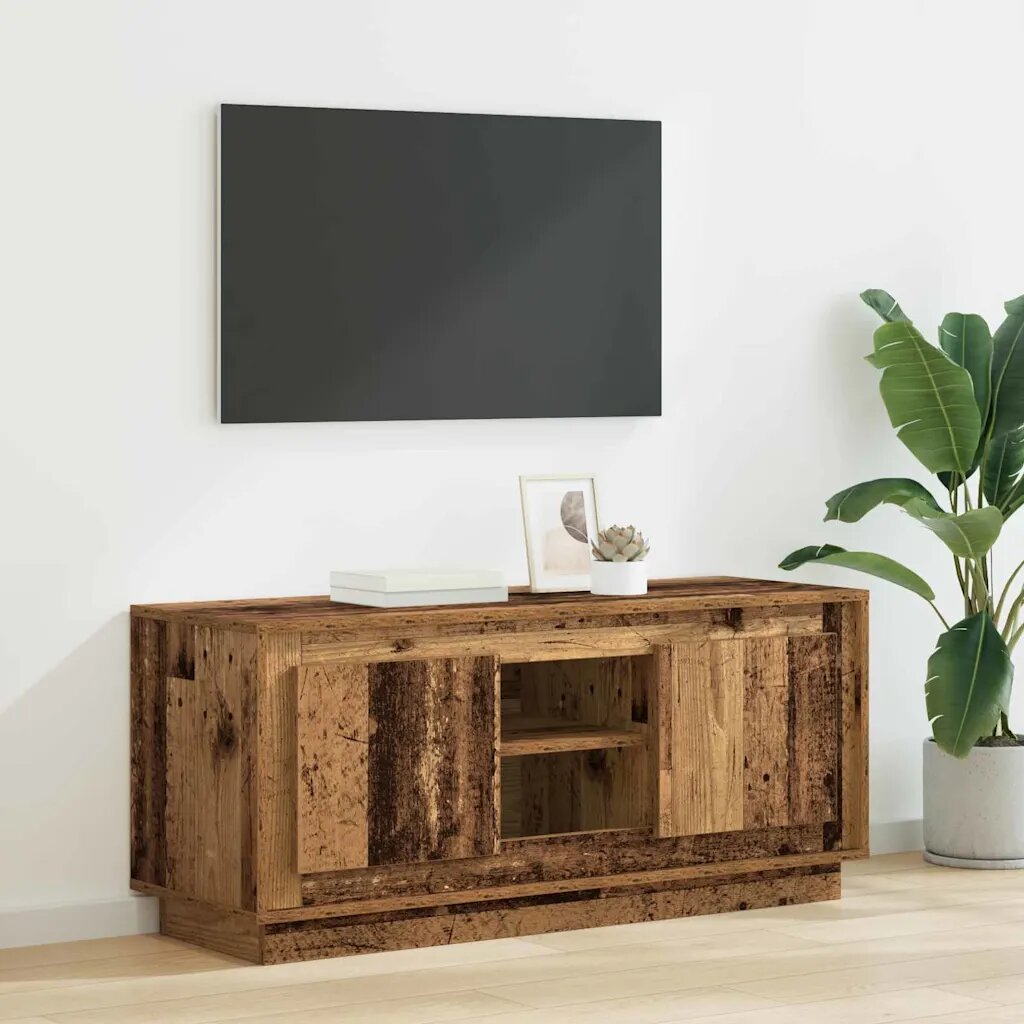 vidaXL ТВ шкаф 102 x 35 x 45 см Старо дърво Инженерна дървесина