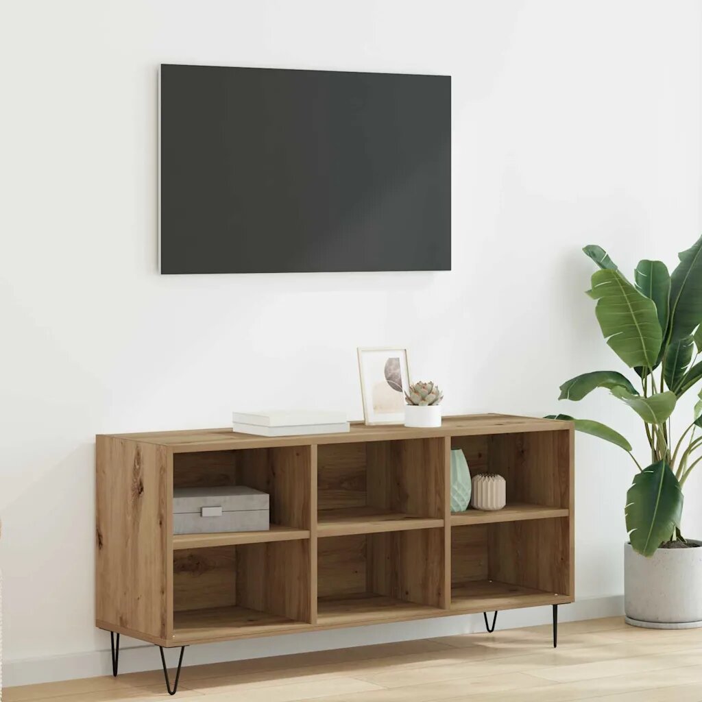 vidaXL ТВ шкаф 1035 x 30 x 50 см Дъб Инженерна дървесина