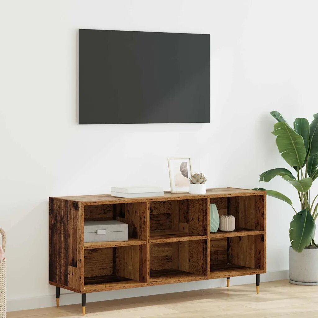 vidaXL ТВ шкаф 1035 x 30 x 50 см Старо дърво Инженерна дървесина