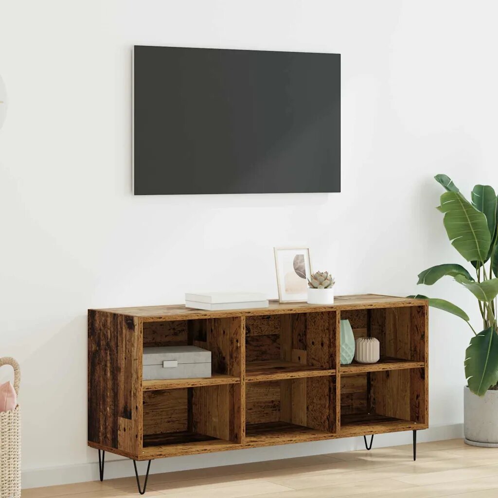 vidaXL ТВ шкаф 1035 x 30 x 50 см Старо дърво Инженерна дървесина