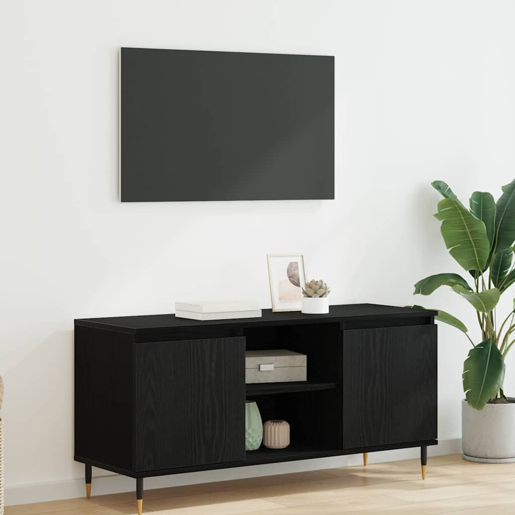 vidaXL ТВ шкаф 104 x 35 x 50 см Черния дъб Инженерна дървесина