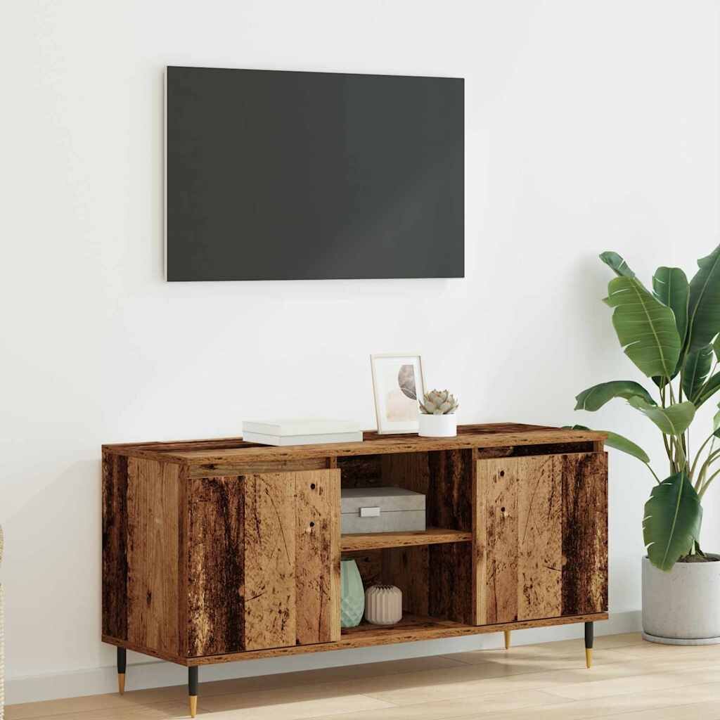 vidaXL ТВ шкаф 104 x 35 x 50 см Старо дърво Инженерна дървесина