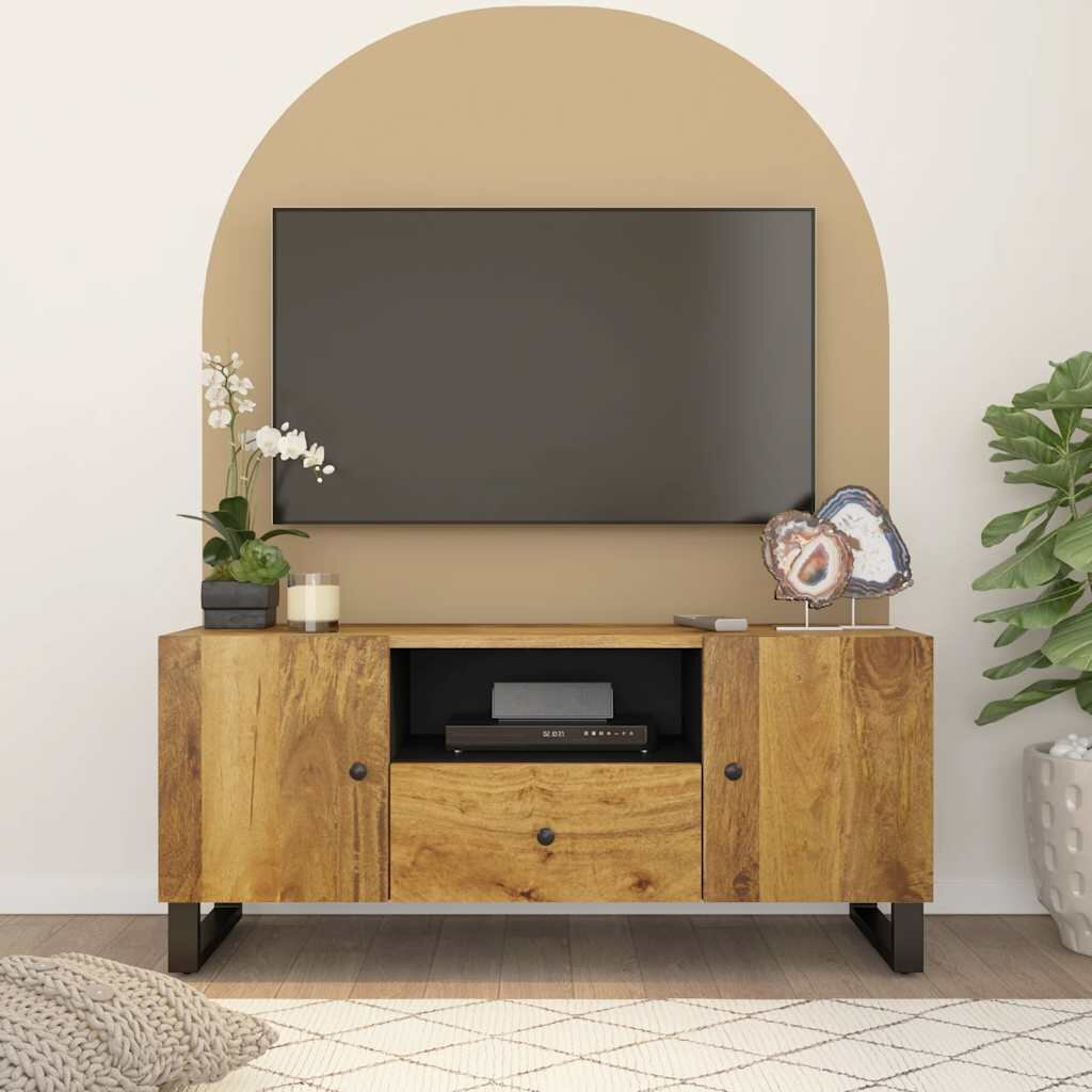 vidaXL ТВ шкаф 105x335x46 см масивно мангово и инженерно дърво