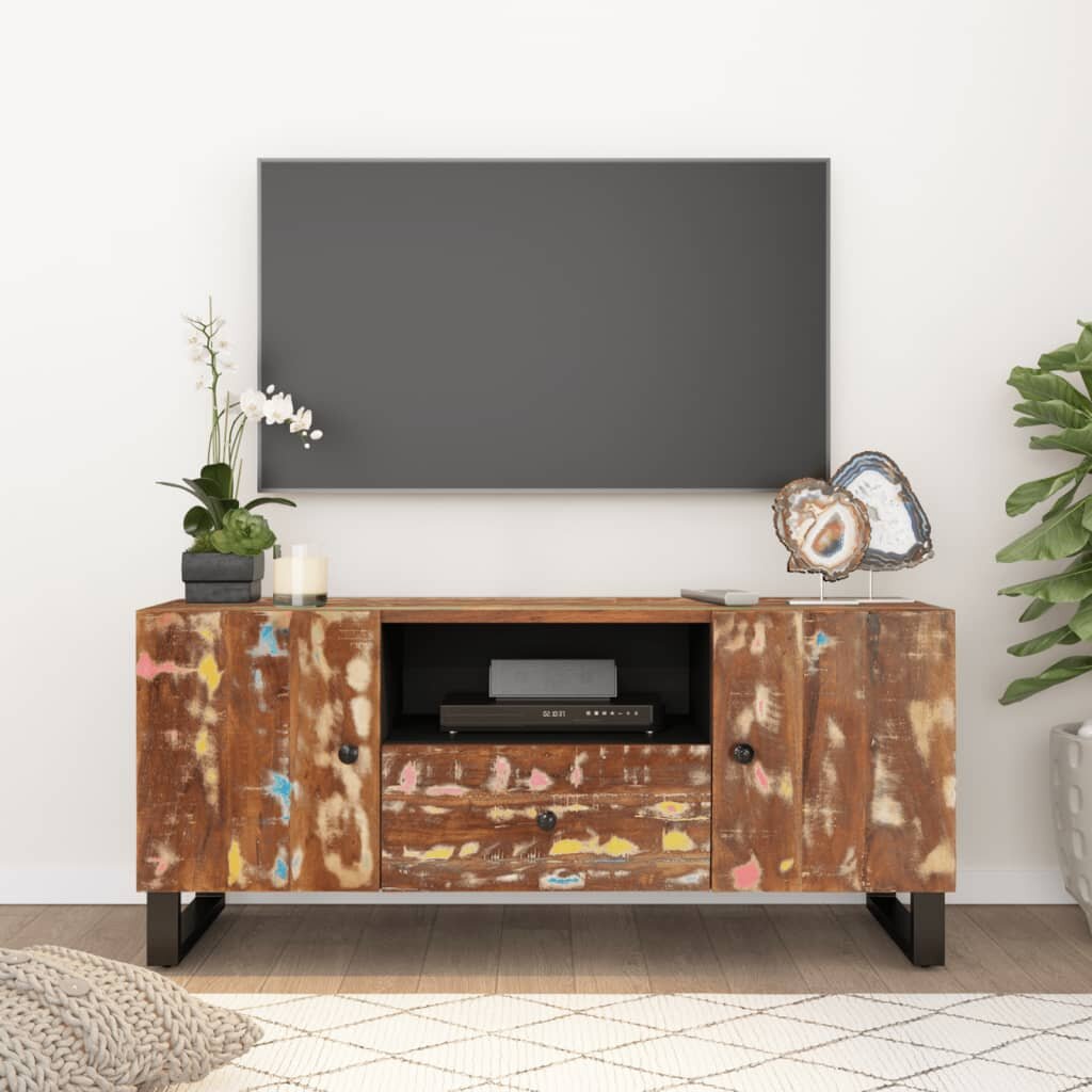 vidaXL ТВ шкаф 105x335x46 см масивно регенерирано и инженерно дърво