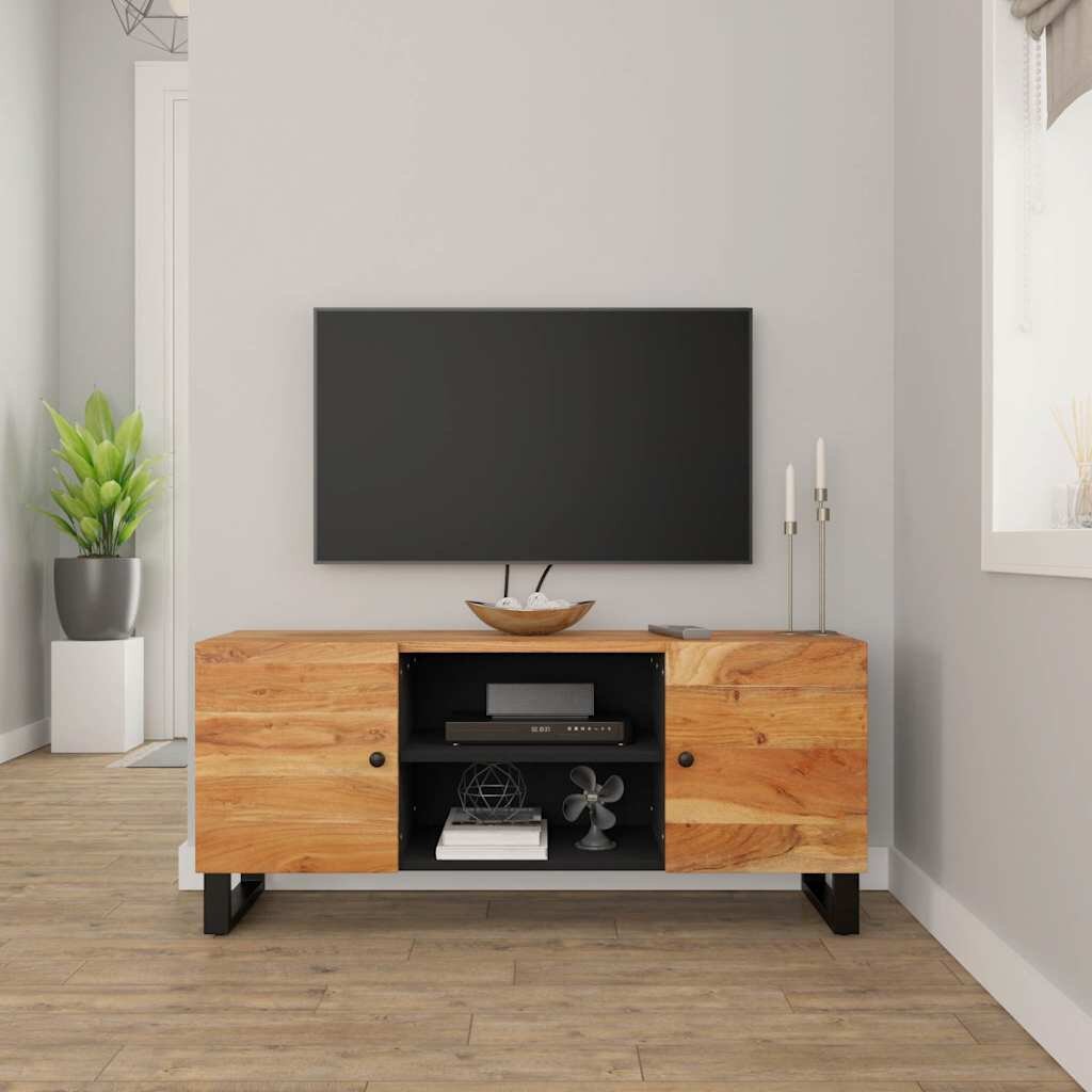 vidaXL ТВ шкаф 105x33x46 см масивно акациево дърво