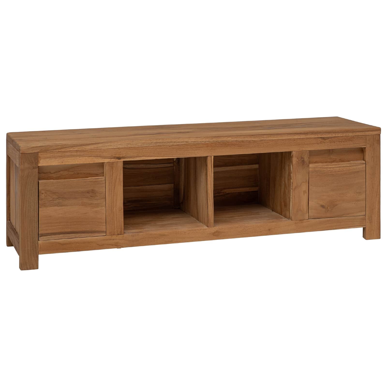 vidaXL ТВ шкаф 110 x 30 x 35 cm Натурално Солидно тиково дърво