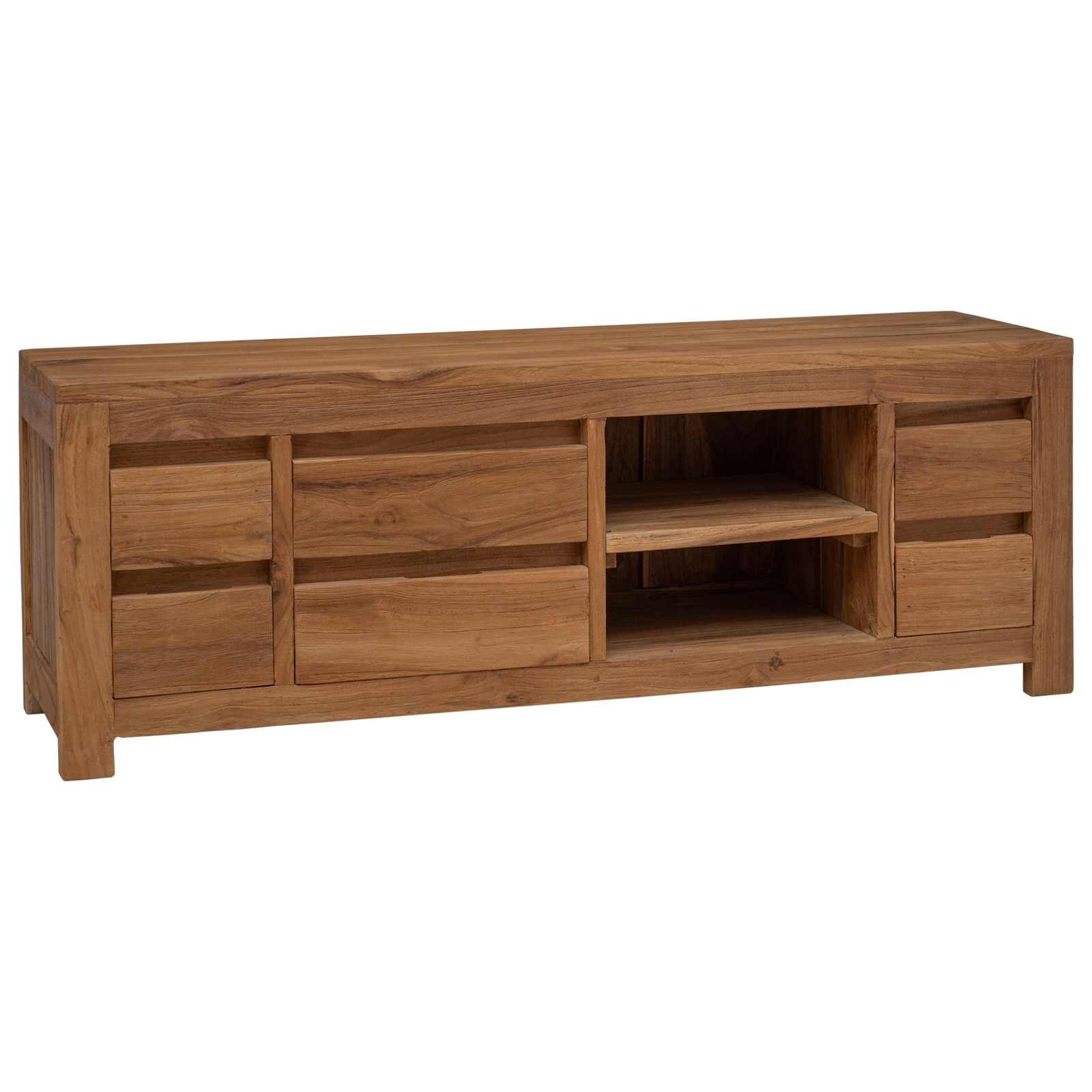 vidaXL ТВ шкаф 110 x 30 x 40 cm Натурално Солидно тиково дърво