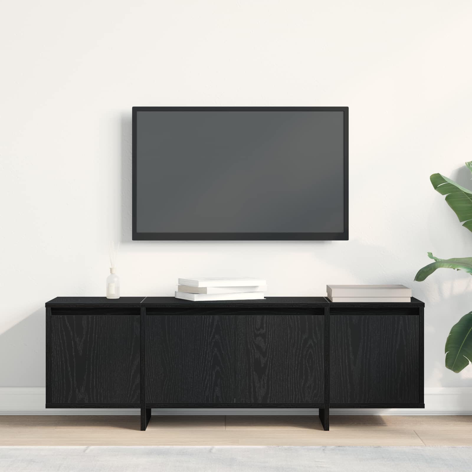 vidaXL ТВ шкаф 120 x 30 x 405 см Черния дъб Инженерна дървесина