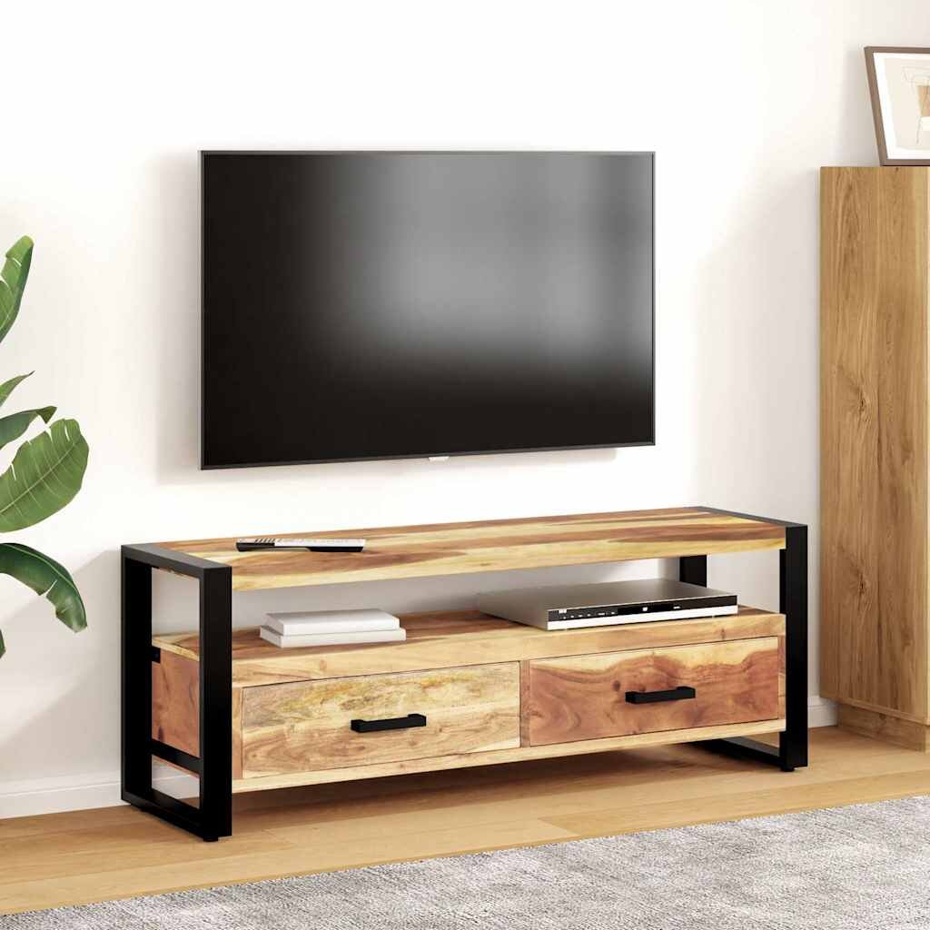 vidaXL ТВ шкаф 120x35x45 см масивно дърво с меден финиш