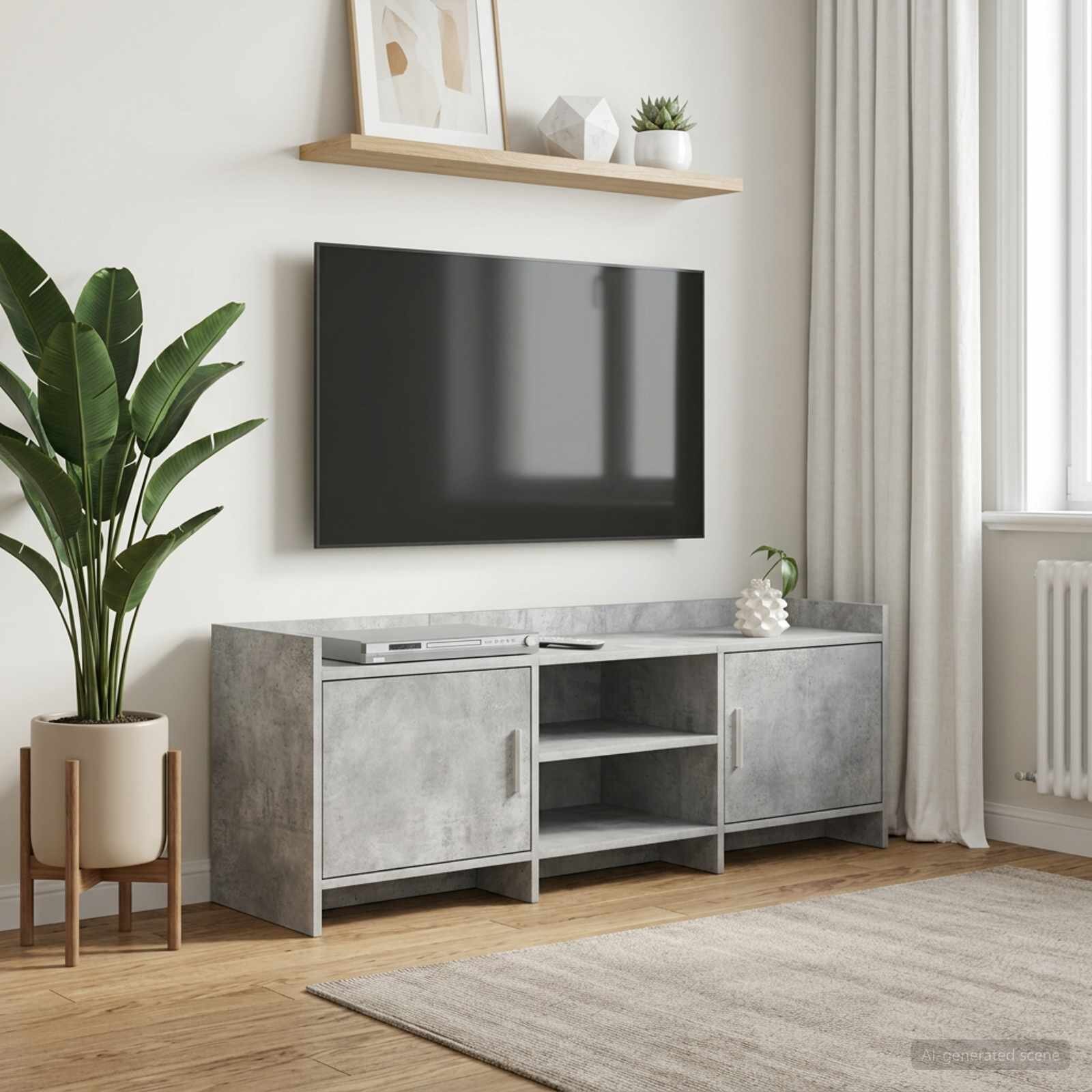 vidaXL ТВ шкаф 130 x 33 x 47 см Бетонно сиво Инженерна дървесина