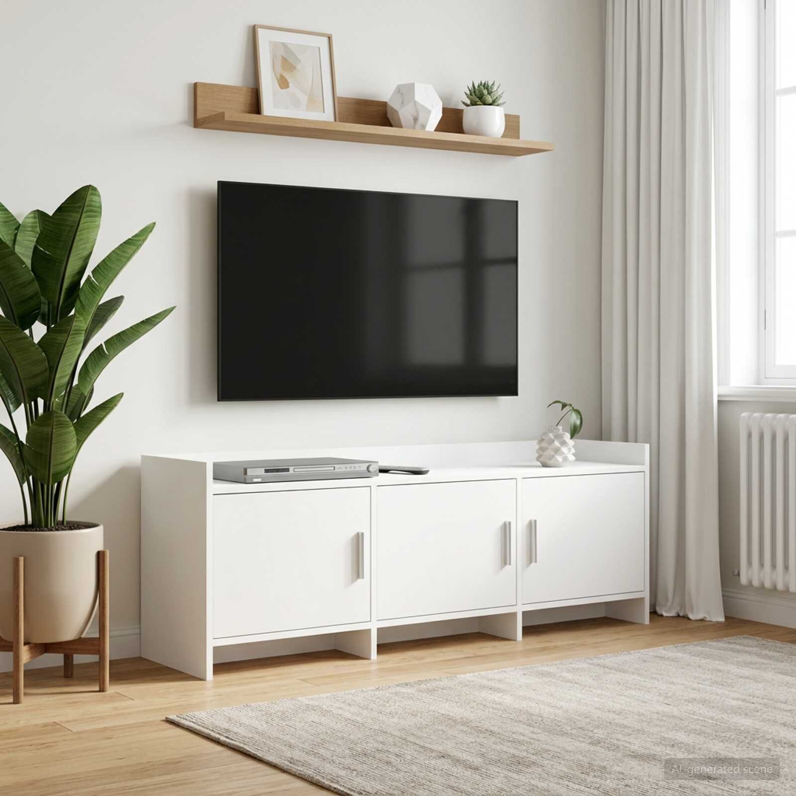 vidaXL ТВ шкаф 130 x 33 x 47 см Бяло Инженерна дървесина