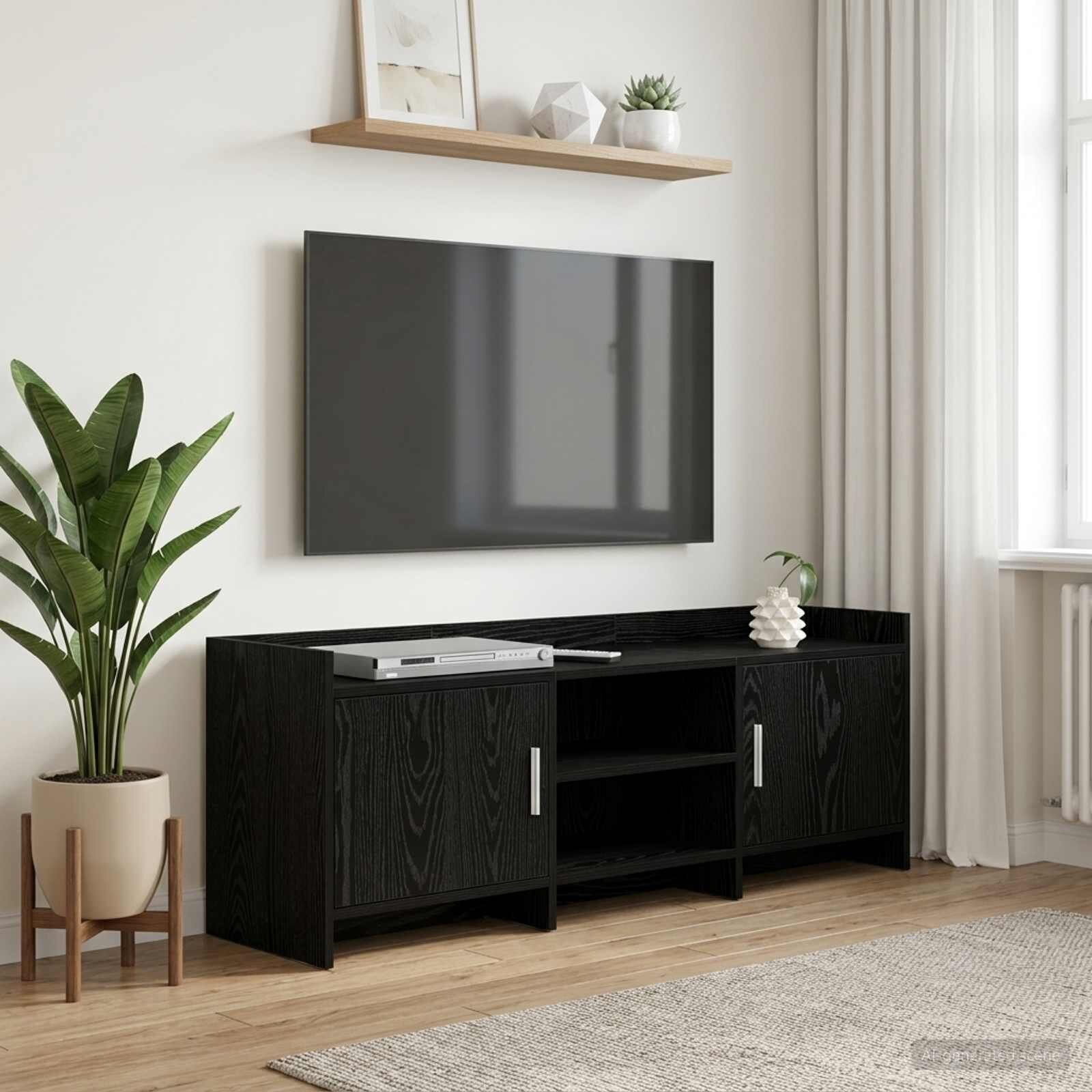 vidaXL ТВ шкаф 130 x 33 x 47 см Черен дъб Инженерна дървесина