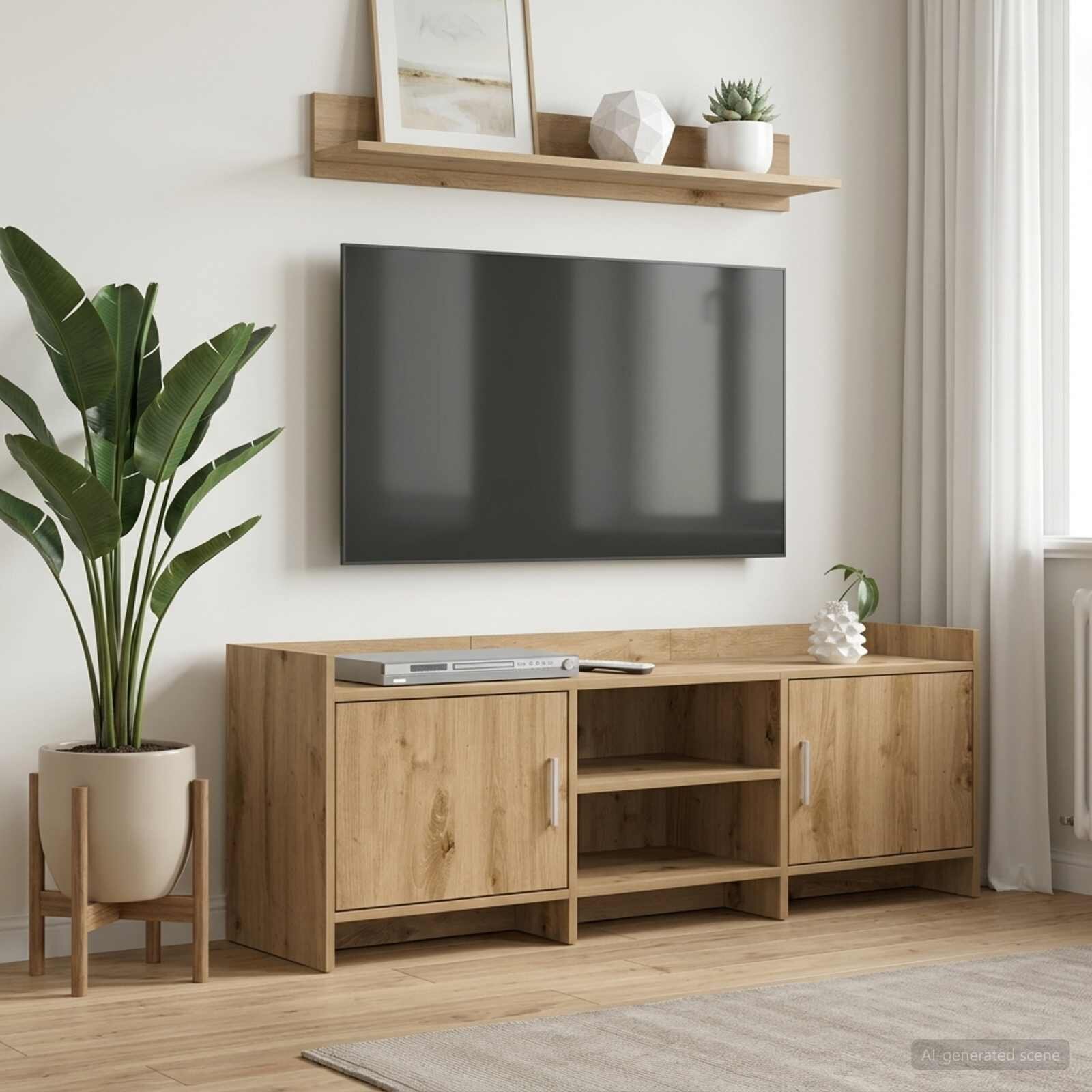 vidaXL ТВ шкаф 130 x 33 x 47 см Дъб артизан Инженерна дървесина